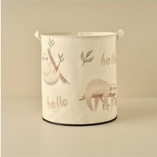 Leaf Shop Maıson Sloth Hayvan Baskılı%70 Pamuk%30 Polyester Oyuncak Sepeti, Çok Renkli, 36X40 cm