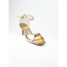 Moda Arena 0112 Altın Topuklu Kadın Abiye Ayakkabı