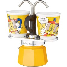 Leaf Shop - Set Mini Express: Ocak Üstü Espresso Pişirici + 2 Cups - Lichtenstein Serisi