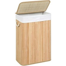 Leaf Shop Kirli Çamaşır Sepeti, Dikdörtgen Form, Beyaz Iç Kaplama, Kulplu