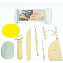 Leaf Shop Ahşap Saplı Seramik ve Doğal Kil Hamuru Oyma Şekil Verme Alet Seti Yeni Başlayanlar Için Ceramic Şekillendirme El Aleti Seti (Kırmız Kil/terra Cotta Clay) Pottery Tool Kit