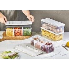 Leaf Shop Home Bölmeli 4'lü Nora Saklama Kabı 2 Lt Açık Gri