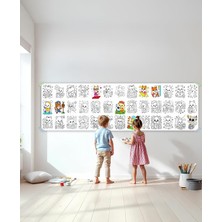 Leaf Shop Kediler Temalı Dev Boyama Kağıdı 2,5 Metre Rulo Boyama Kağıdı Çocuk Anaokulu ve Kreşler Için Aktivite- Çocuk Eğitici Boyama