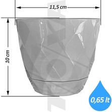 Leaf Shop Yakamoz Prizma Saksı Seti 4 Adet Drenajlı Tabaklı Plastik Çiçek Saksısı Set (Renkli, 0.65 Lt)