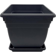 Leaf Shop Kare Saksı Siyah Renk 18 Litre