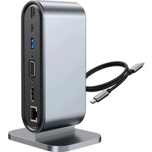 Leaf Shop USB C To Hdtv + VGA + 7 Ports Hub + Sd/tf Readcarder Sb C Hub Dizüstü Bilgisayar Bağlantı Istasyonu, VGA ile 12'si 1 Arada Dock, HDMI 4k, 100MBPS Ethernet, 3 x Usb-A 3.0 ve 100W Usb- ZR773