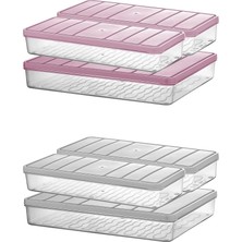 Leaf Shop Home - Nora 3'lü 1 Büyük + 2 Küçük Boy Açık Gri Saklama Kabı