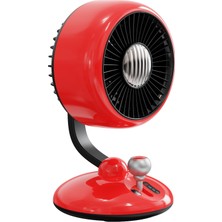 Juo Q3 120° Salınımlı 3 Kademeli LED Işıklı Şarjlı Masaüstü Fan Vantilatör Retro Kırmızı
