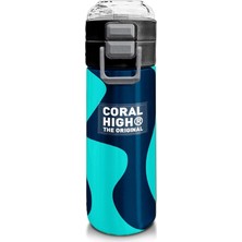 Leaf Shop High Erkek Çocuk Için 500 Ml'lik Paslanmaz Çelik Termos/suluk - Lacivert Turkuaz Desenli