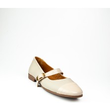 Moda Arena 5003 Bej Deri Atkılı Kadın Babet