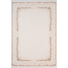 Karmen Halı Fontana FT001W Krem Bej Akrilik Halı Klasik Desen Pamuk Taban Tozu Az Salon Oturma Odası Halısı