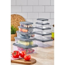 Leaf Shop 5'li Sızdırmaz Hava Almaz Buzdolabı Düzenleyici & Saklama Kabı Dikdörtgen Şeffaf Saklama Kabı Seti Buzdolabı Organizeri