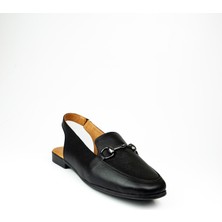 Moda Arena T-07 Siyah Deri Kadın Babet