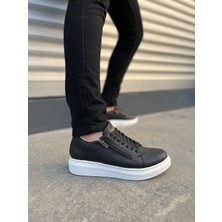 DMR Elegance JY155 Warrior Bağcıklı ve Fermuarlı Cilt Erkek Günlük Sneaker Ayakkabı Cbt - Siyah