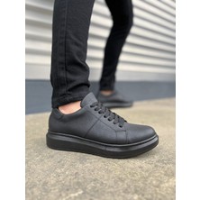 DMR Elegance JY151 Boost Bağcıklı Cilt Erkek Günlük Sneaker Ayakkabı Cst - Siyah
