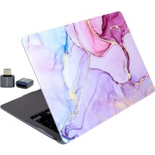 Leaf Shop Air Kılıf 13.6 Inç M2 M3 M4 Uyumlu A2681 A3113 A3240 MARBLE15NL Mermer Desenli Sert Kapak Ince Hafif Tpu Lazer Baskılı Premium Koruma Kaplama Açık Pembe