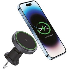 Leaf Shop Magnetic 15W Kablosuz Araç Içi Cep Telefonu Şarj 2in1 Telefon Tutucu ve Şarj Araç Universal Model Uyumlu Havalandırma ve Izgarasına Montaj Mıknatıs Tasarım D12 (D12)