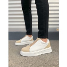 DMR Elegance JY007 Alba Bağcıksız Süet Cilt Erkek Günlük Sneaker Ayakkabı Scbt Bej/beyaz