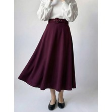 Miostil Kemerli Kloş Etek-Bordo