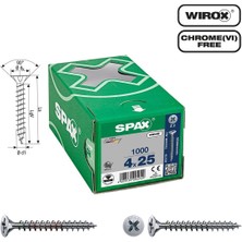 Spax Evrensel Vida 4 x 25MM 1.000 Adet Tam Dişli Havşa Başlı Yıldız Z1 Spax-S Versiyon Wırox Kaplama
