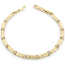Brezza Lusso Jewelry Işıltılı Çizgi Zarafeti Altın Kaplama Kadın Bileklik