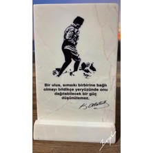 Bergibo Mermer Doğal Taş Atatürk Masaüstü Plaket