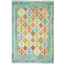 Kilim Co. El Dokuma Yeşil Renk Afgan Kilim 197X305 cm (6.01 M²)