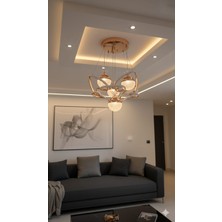 Bohem Aydınlatma Gold Kelebek Sarkıt 4'lü Modern 3 Renk LED Avize (Beyaz Sarı Günışığı)