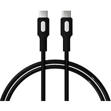 Leaf Shop Type C-C Power Delivery Hızlı Şarj Kablosu, Siyah Kablo, Beyaz/siyah Uçlar (120 Cm)