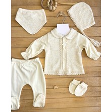 Çayzen Pure Fiyonk Nakışlı Kız Bebek 5li Set Hastane Çıkışı