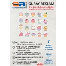 Güray Reklam Sevimli Cupcake Karakterleri 20'li Set Oto Cam ve Kaporta Sticker (17 Cm)