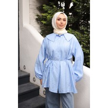 İmaj Butik Bebe Mavi Bebe Yaka Bel Bağlamalı Gömlek
