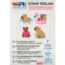 Güray Reklam Sevimli Kapibara Tasarımlı 4'lü Set Oto Cam ve Kaporta Sticker (13 Cm)