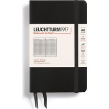 Leaf Shop Not Defteri Cep Boy (A6), Sert Kapak, 187 Numaralandırılmış Sayfa, Kareli, Siyah