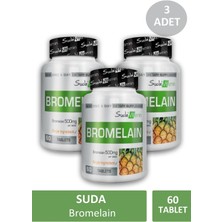 Suda Vitamin (Bromelain 500 mg) Bromelain İçeren Tablet Takviye Edici Gıda 60 Tablet x3 Adet