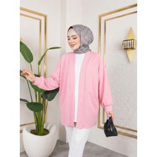 Miostil Cep Detay Atlas Hırka-Pembe