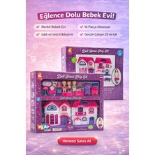 Nunu Bebek Evi Işıklı Oyuncak Ev 16 Parça Zil Sesli Bebekli Ev Seti Katlanabilir Oyun Evi 3 Yaş+