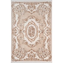 Karmen Halı Fontana FT004B Krem Bej Akrilik Halı Klasik Desen Pamuk Taban Tozu Az Salon Oturma Odası Halısı