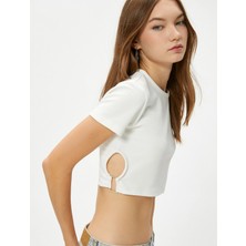 Koton Crop Tişört Pencere Detaylı Kısa Kollu Pamuklu