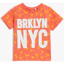 Koton Erkek Bebek Yazılı Baskılı Tişört Bisiklet Yaka Pamuklu -