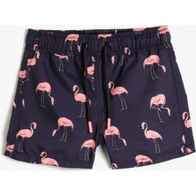 Koton Koton Erkek Çocuk Flamingo Baskılı Beli Bağlamalı Deniz Şortu 3SKB00037BW