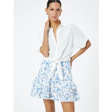 Koton Çiçekli Mini Fisto Etek Volanlı Pamuklu