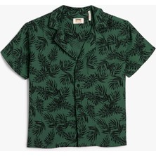 Koton Erkek Çocuk Floral Desenli Kısa Kollu Gömlek Günlük Stil Tek Cep Detaylı