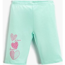 Koton Kız Çocuk Kalp Baskılı Pamuklu Tayt Mint Renkli Rahat Kullanım İçin Tasarlandı