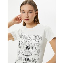 Koton Anime Tişört Baskılı Kısa Kollu Bisiklet Yaka Pamuklu Slim Fit