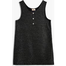 Koton Jile Elbise Yuvarlak Yaka Düğme Detaylı