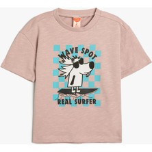 Koton Tişört Kısa Kollu Bisiklet Yaka Köpek Baskılı Pamuklu