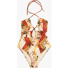 Koton Çiçekli Halter Yaka Mayokini Astarlı Çıkarılabilir Pedli