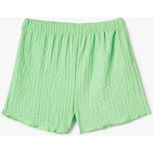 Koton Kız Çocuk Mini Şort Beli Lastikli Hafif Kumaşlı Bürümcük Desenli Günlük Kullanım