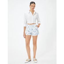 Koton Mini Çiçekli Fisto Şort Cepli Pamuklu